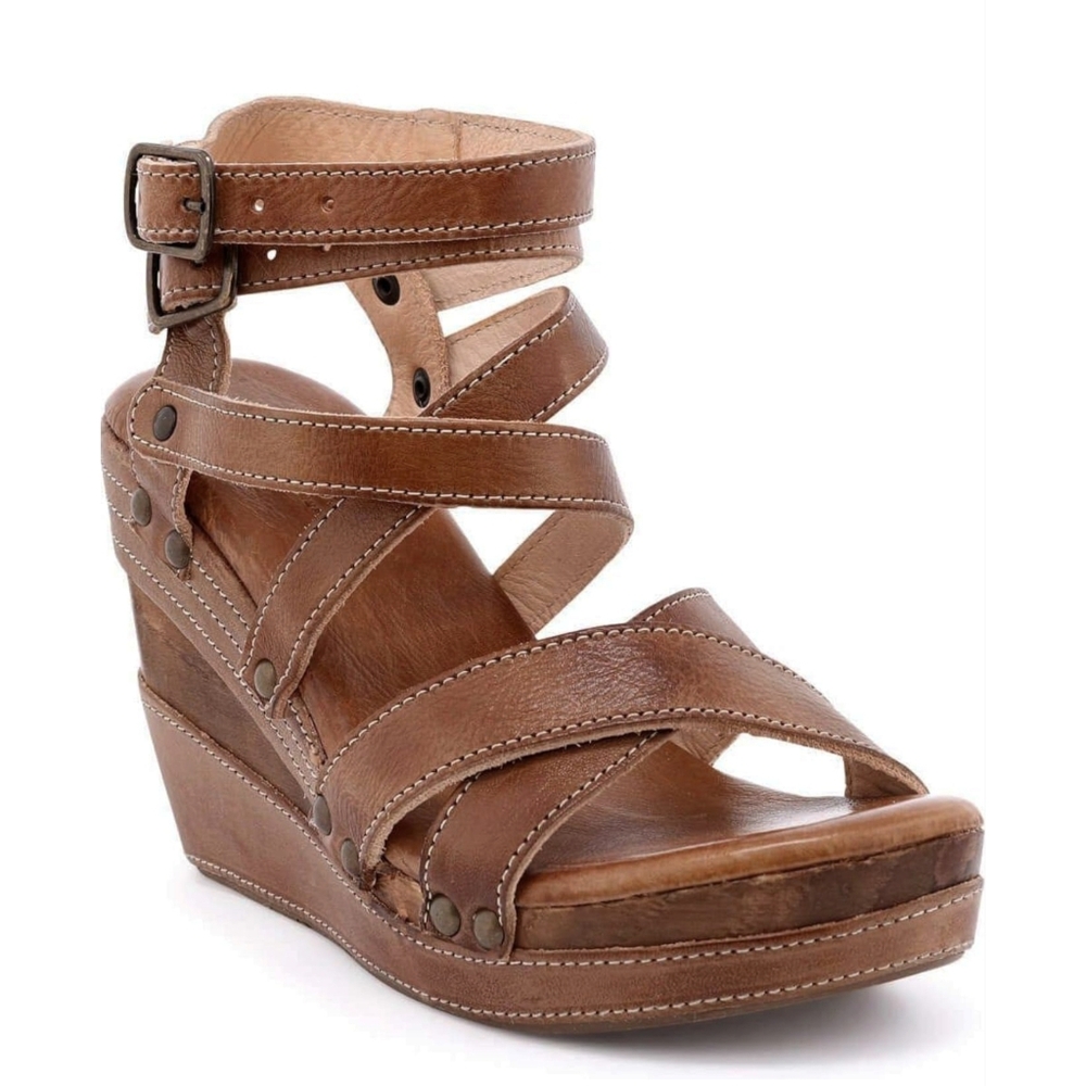 SOLD Bed Stu Juliana Tan Rustic Genuine Leather Strappy Sandals Sz 10 - Picture 4 of 14